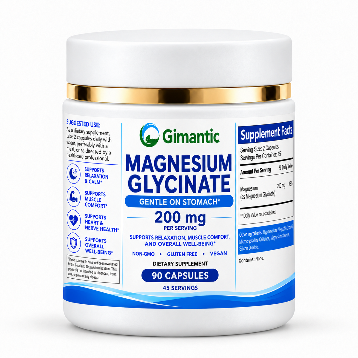 Gimantic Magnesium Glycinate — 90 Capsules
