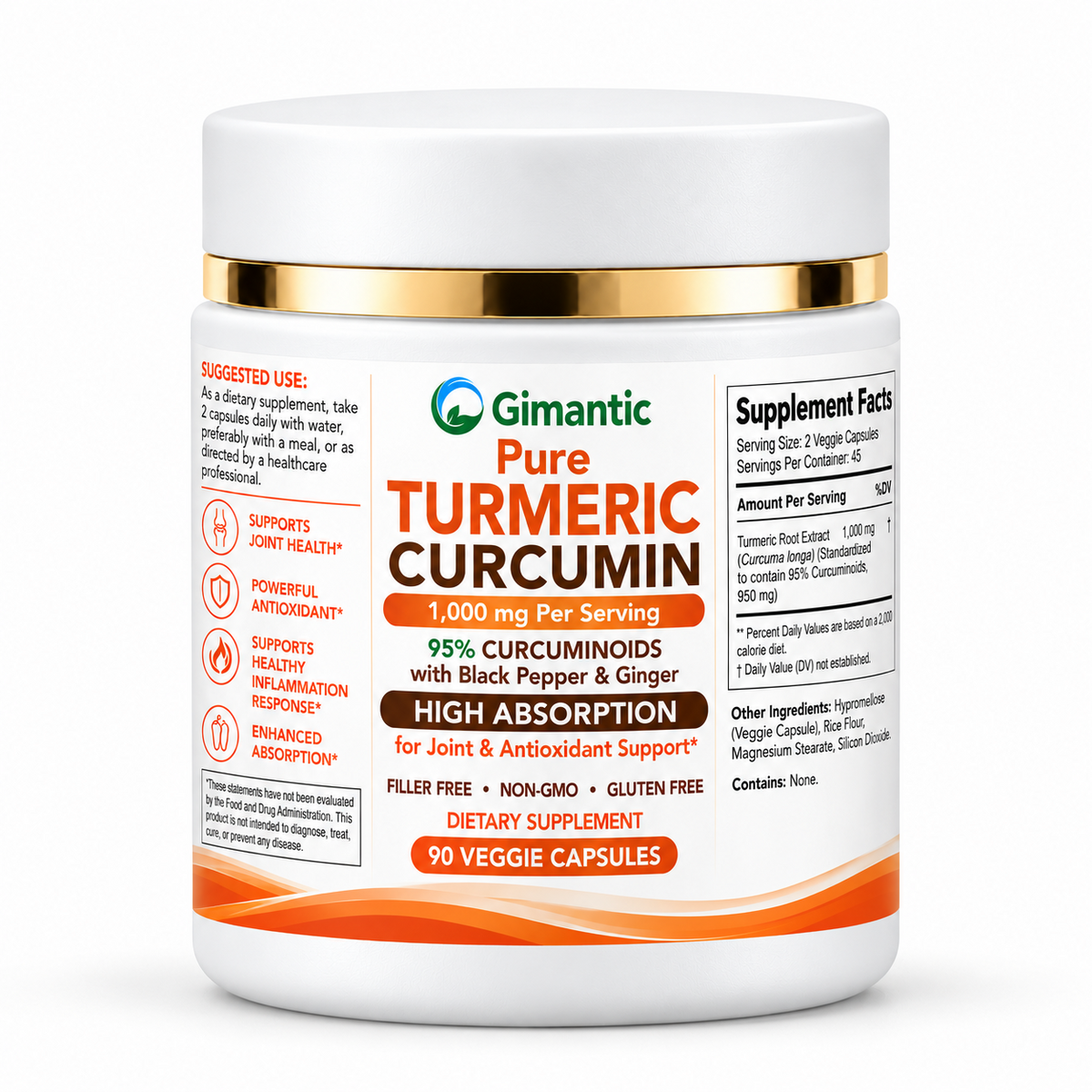 Gimantic Turmeric Curcumin — 60 Capsules